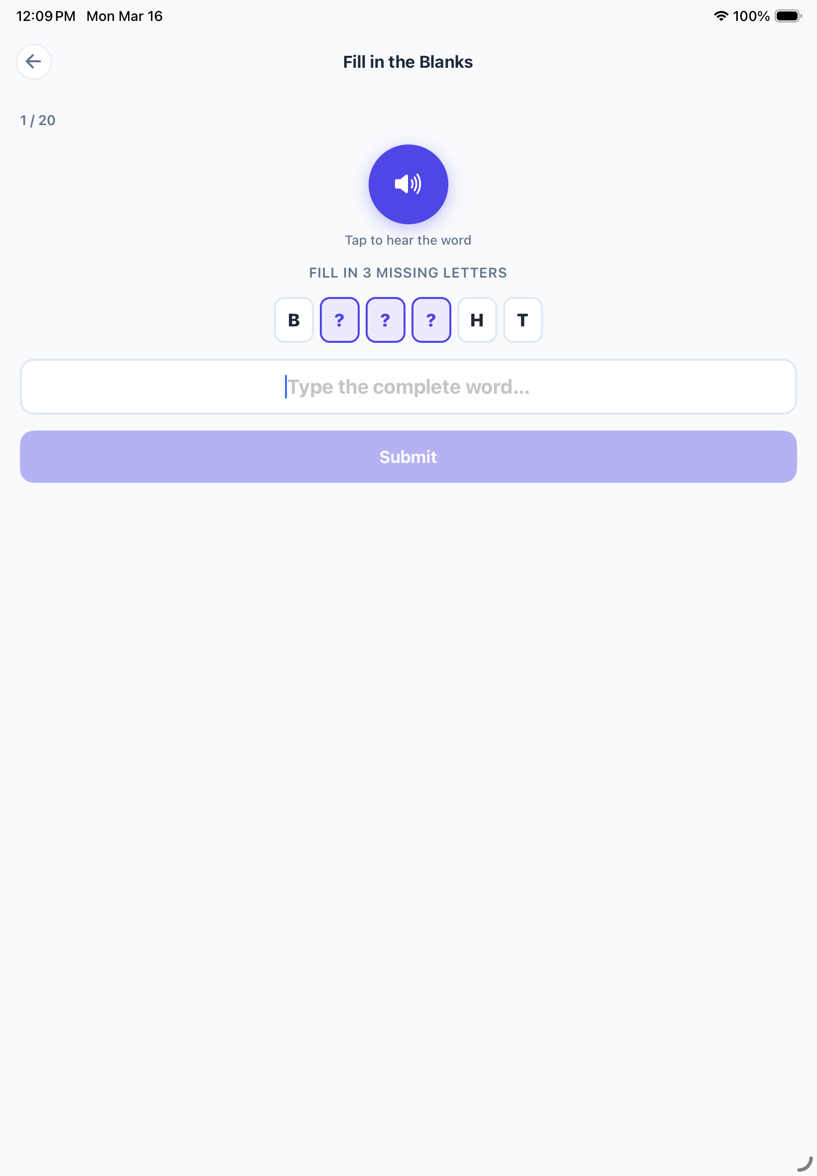 Better Speller on iPad
